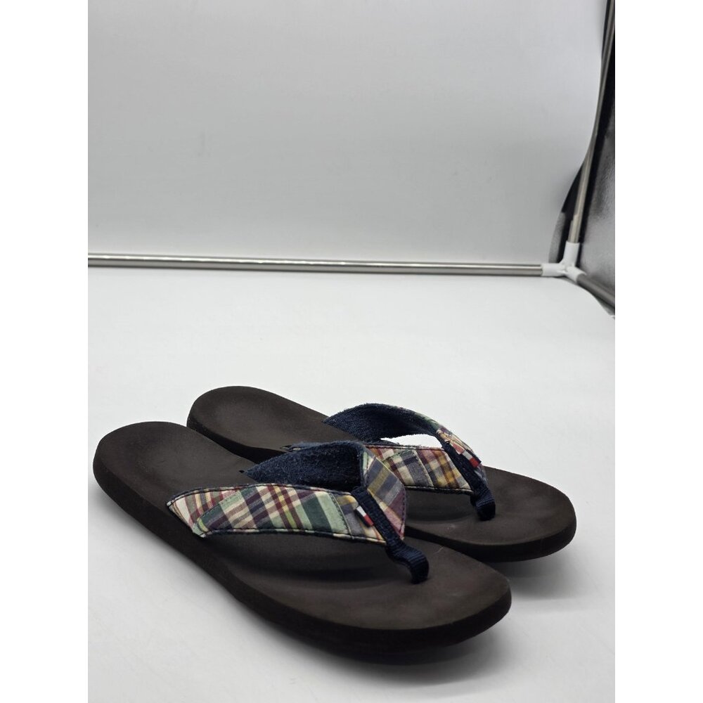 Tommy Hilfiger Sandals Shoes Mens Size 9 Plaid Flip Flops Casual Beach Comfort